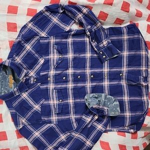 JACHS Girlfriend Women's Blue Plaid Flannel Shirt - Cozy and Stylish | Large